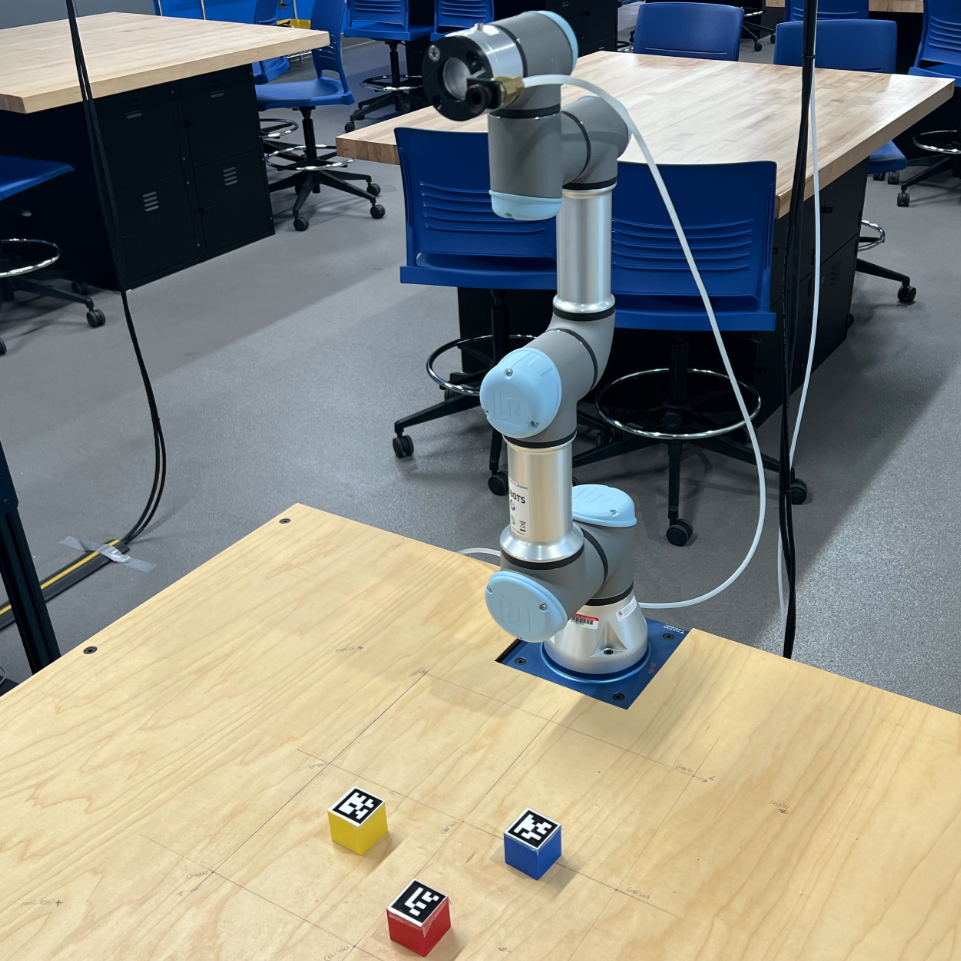 Vision-Guided UR3e Block-Stacking Robot